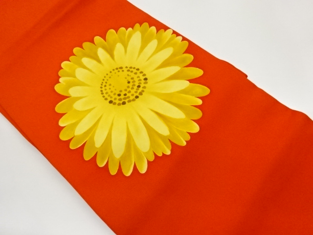 塩瀬手描き菊模様名古屋帯